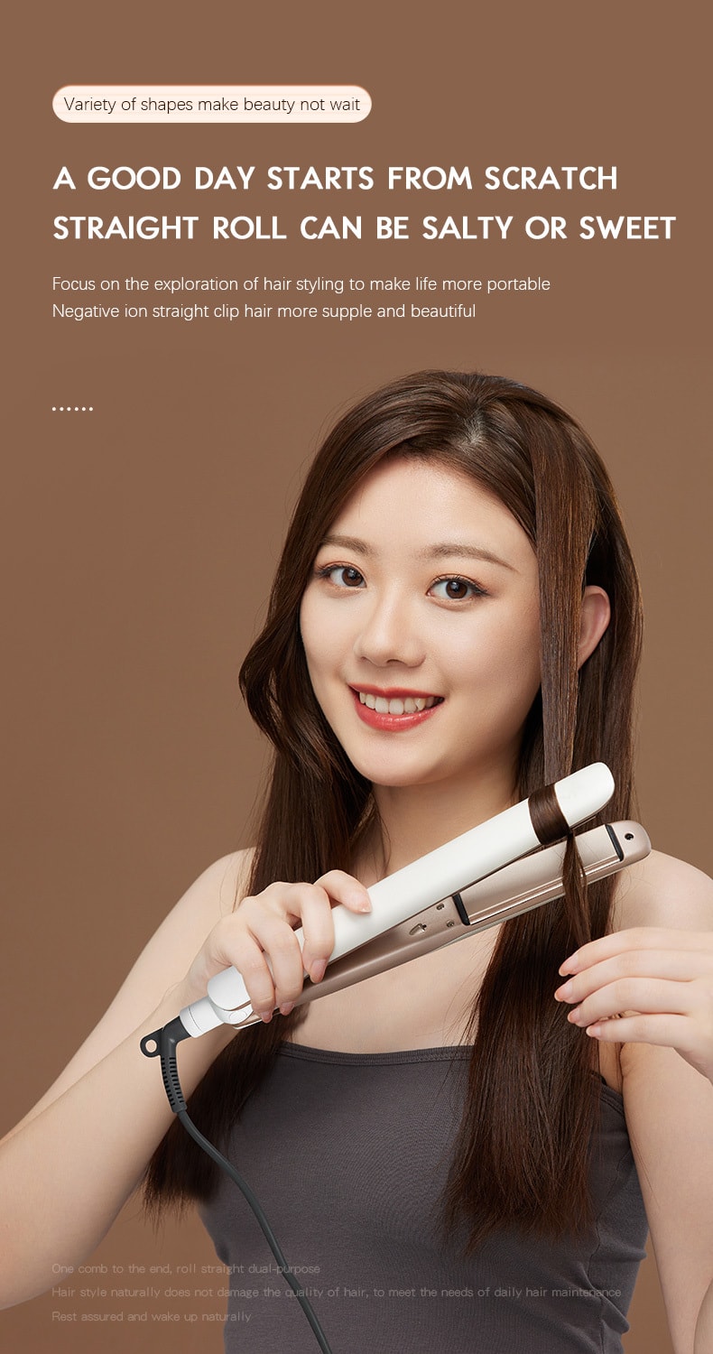 K·SKIN金米 負離子夾板直髮棒 捲直兩用男女燙髮棒 電捲髮器 防燙拉直板夾 內扣夾板 KD280白色 1台