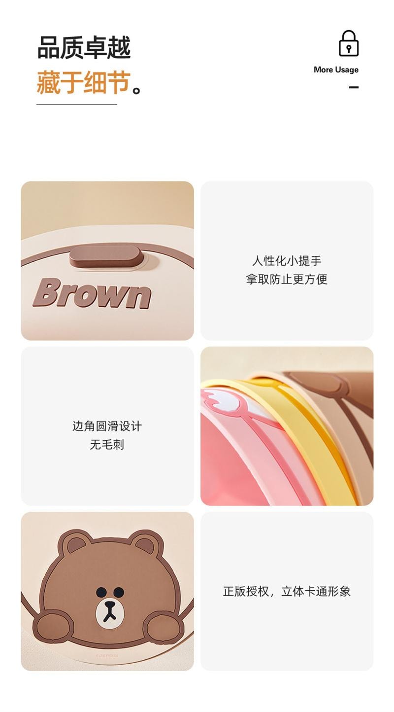 【中國直郵】 日本 LINE FRIENDS 地漏封閉蓋 衛生間排水口 防臭矽膠墊 浴室下水道封口蓋 防蟲反味神器 布朗款 1片裝