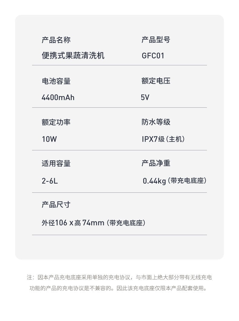 【中國直郵】EraClean世淨 蔬果清洗機 去農藥殘留淨化器 家用神器 自動消毒洗菜機 GFC01