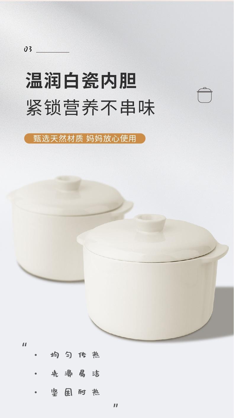 【中国直邮】 晶雅家 美规 110V 宿舍公寓专用 隔水炖电炖锅 全自动智能 1L 小容量带蒸笼 学生租房党煮粥煲汤 宝宝辅食燕窝锅 绿色家用