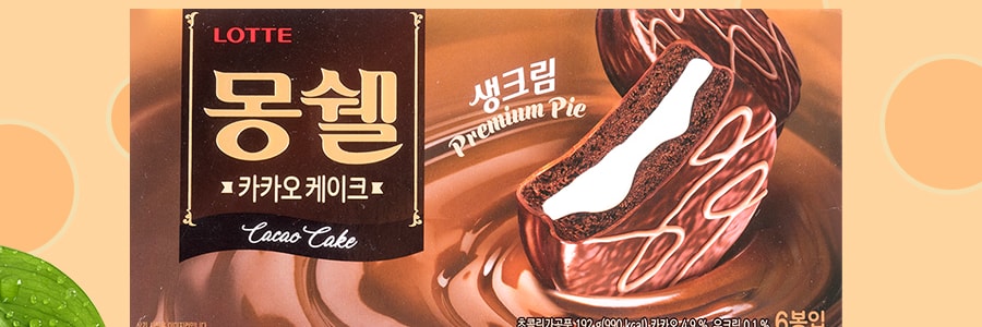 韓國LOTTE樂天 蒙西派 夢雪巧克力蛋糕派 6枚入 192g