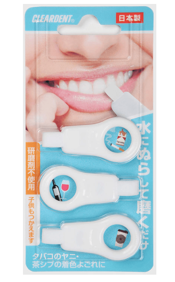 【日本直郵】 日本 CLEARDENT 微米潔牙擦 牙齒海綿橡皮 牙垢黃牙變白煙漬茶垢清潔 3個入 紅色藍色隨機發貨(僅顏色不同)