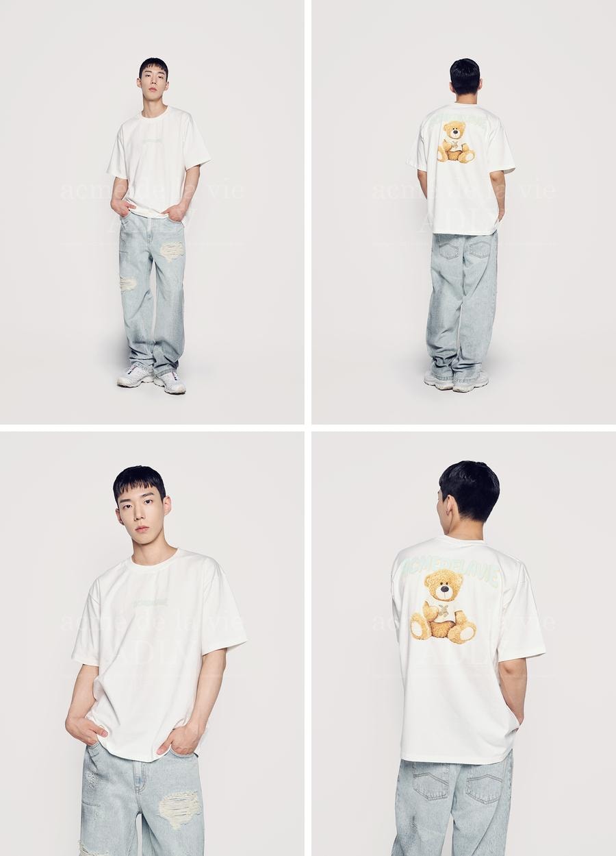 【韓國直郵】 韓國 acmé de la vie ADLV 兔子T卹泰迪熊印花短袖 奶油色 2