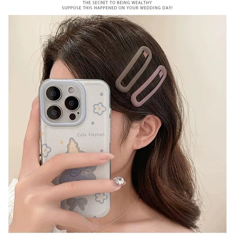 A set of six simple brown matte bb clips for bangs on the forehead