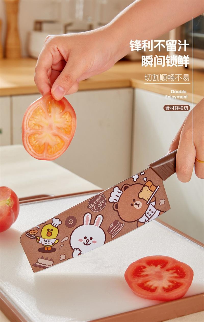 【中國直郵】日本 LINE FRIENDS 布朗熊菜刀不銹鋼切菜鋒利水果刀 水果刀 1個