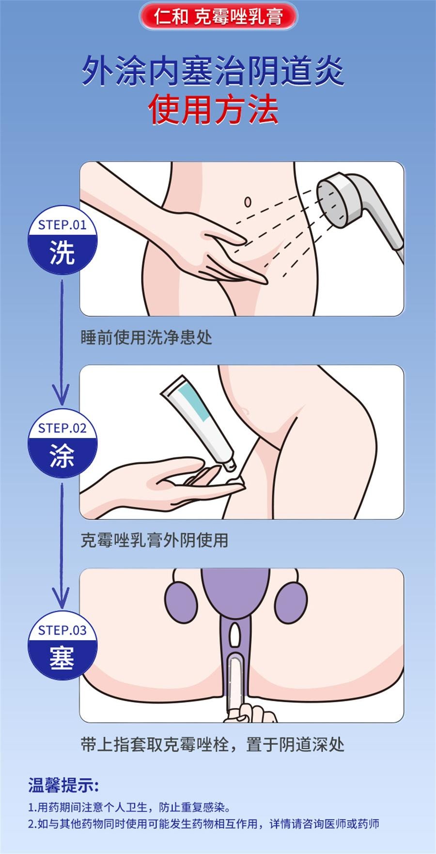 仁和 克霉乳膏 止癢軟膏陰道炎婦科外陰瘙癢專用 瘙癢、脫皮、紅腫,手癬、足癬、 20g /支*2