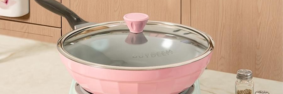 BUYDEEM北鼎 不沾平底煎鍋 家用少油煙易清洗 26cm 桃夭粉 PL42/A1