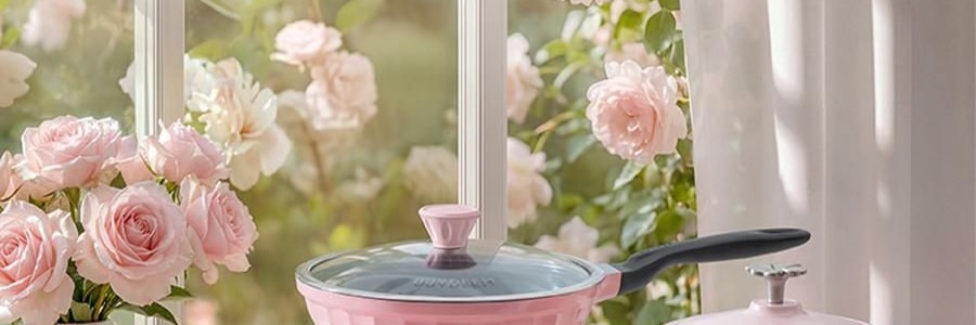 BUYDEEM北鼎 不沾平底煎鍋 家用少油煙易清洗 26cm 桃夭粉 PL42/A1