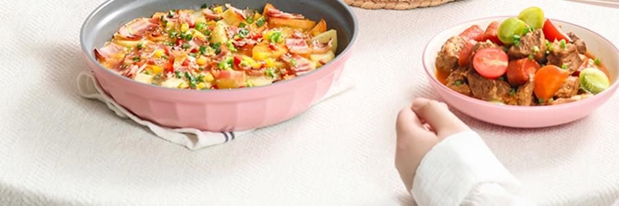 BUYDEEM北鼎 不沾平底煎鍋 家用少油煙易清洗 26cm 桃夭粉 PL42/A1