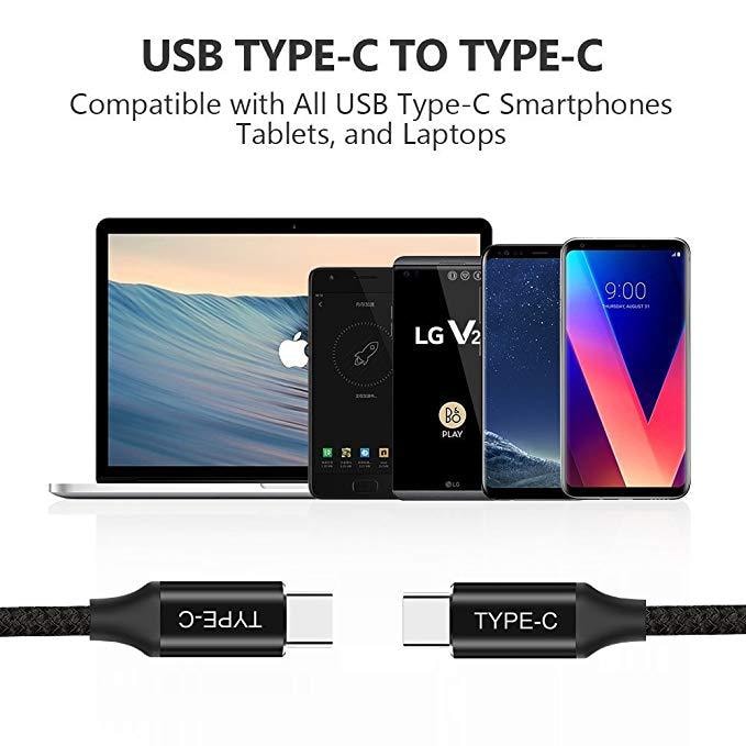 BREXLINK USB Type C to USB Type C [20V 5A 100W] 尼龙快速充电线 (6.6ft 2个装)  支持Apple New MacBook Google Pixel 2 XL Galaxy S9 S8