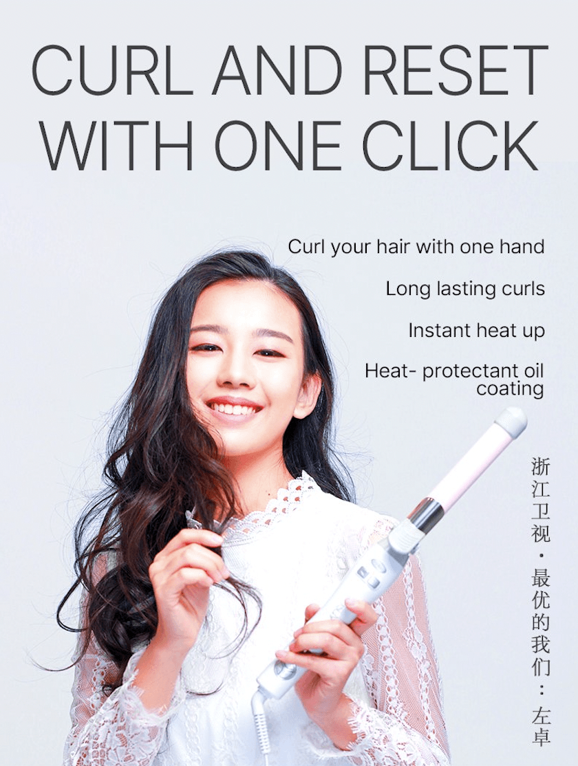 One handed curling outlet iron