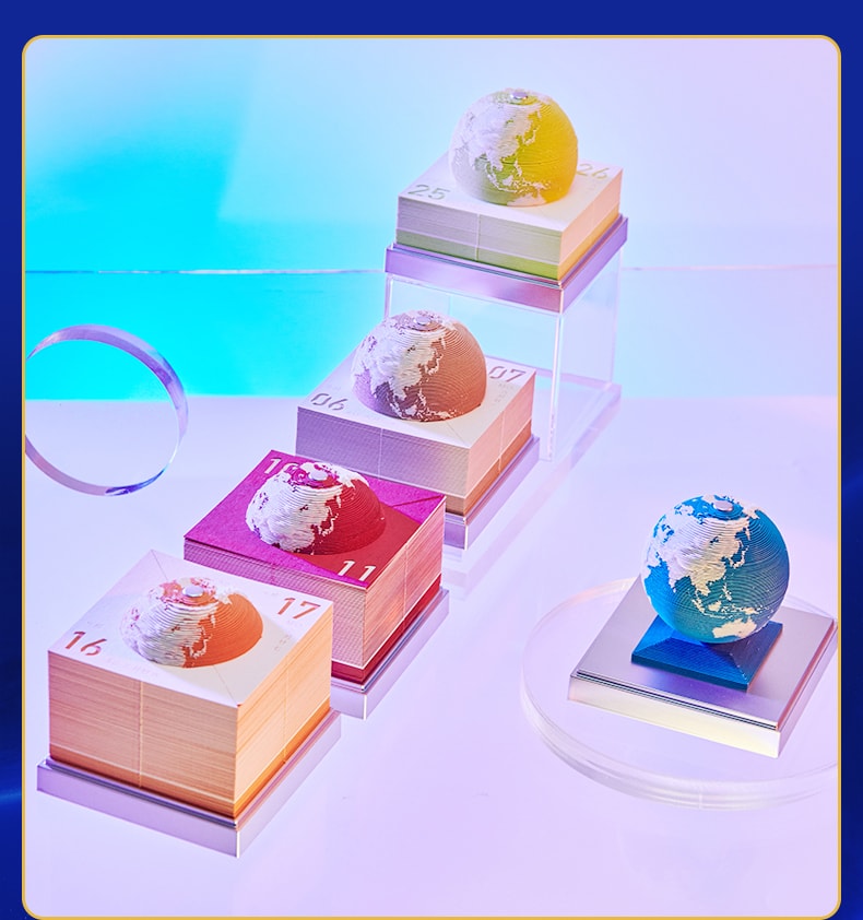 【中国直邮】semapa 纸志2023年地球日历3D地球模型台历签礼品纸雕摆件礼物   红色
