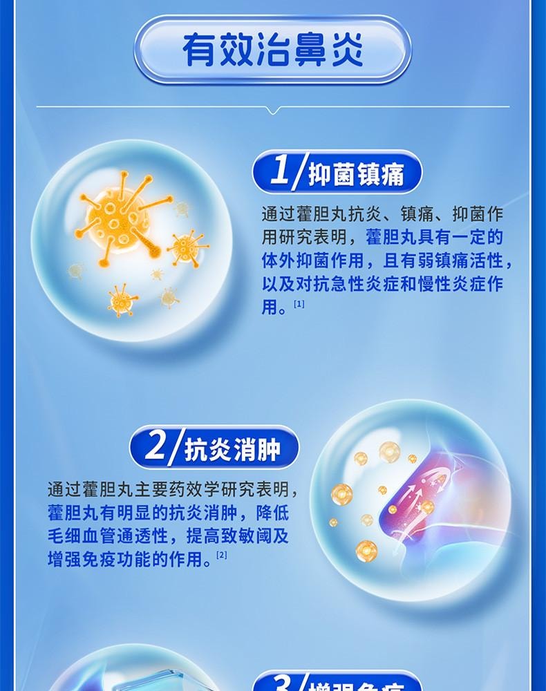 【中国直邮】 王老吉 霍胆丸 芳香化浊 清热通窍 用于湿浊内蕴、胆经郁火所致的鼻塞、流清涕或浊涕、前额头痛 36g/盒