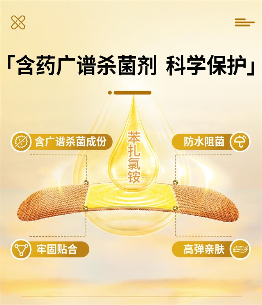 【中国直邮】 美国 邦迪 苯扎氯铵贴防水型 创可贴创伤擦伤防水透气伤口杀菌止血创口贴20片/盒