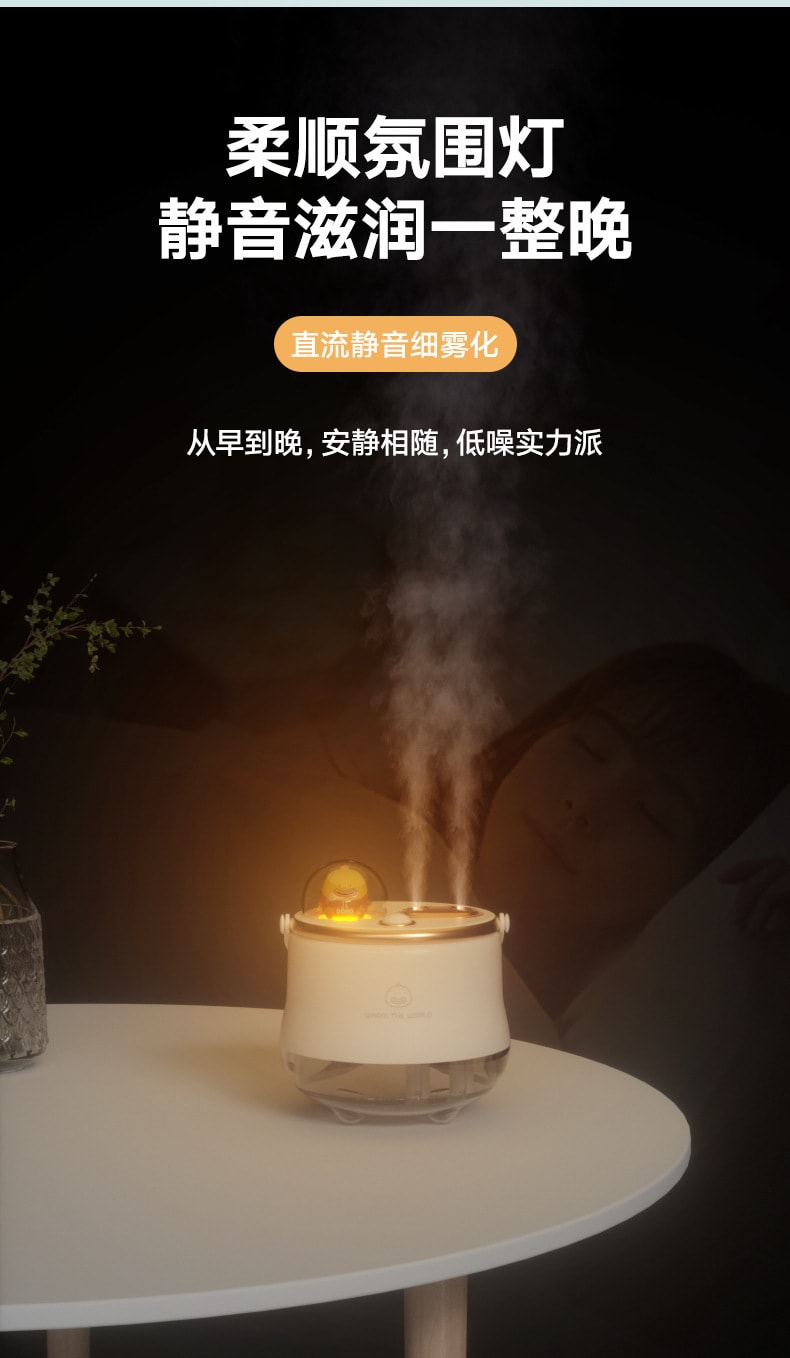 【中國直郵】極地種加濕器小型迷你usb夜燈 象牙白(充電款)