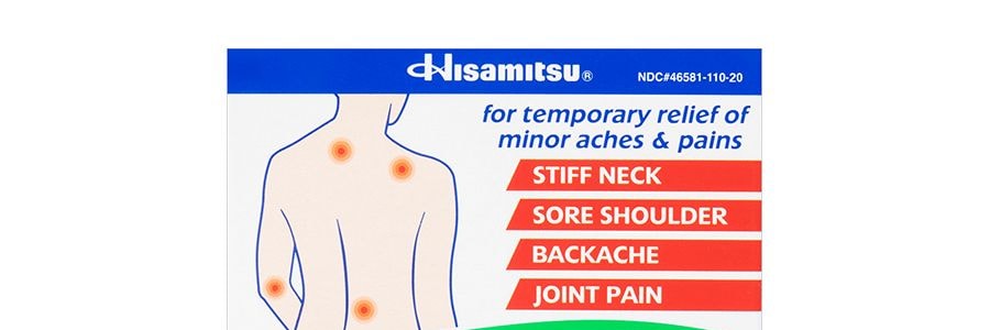 Patch Soulage-douleur Salonpas, Appliquer pendant 8 heures, 20 pièces, 2.83''x1.81''