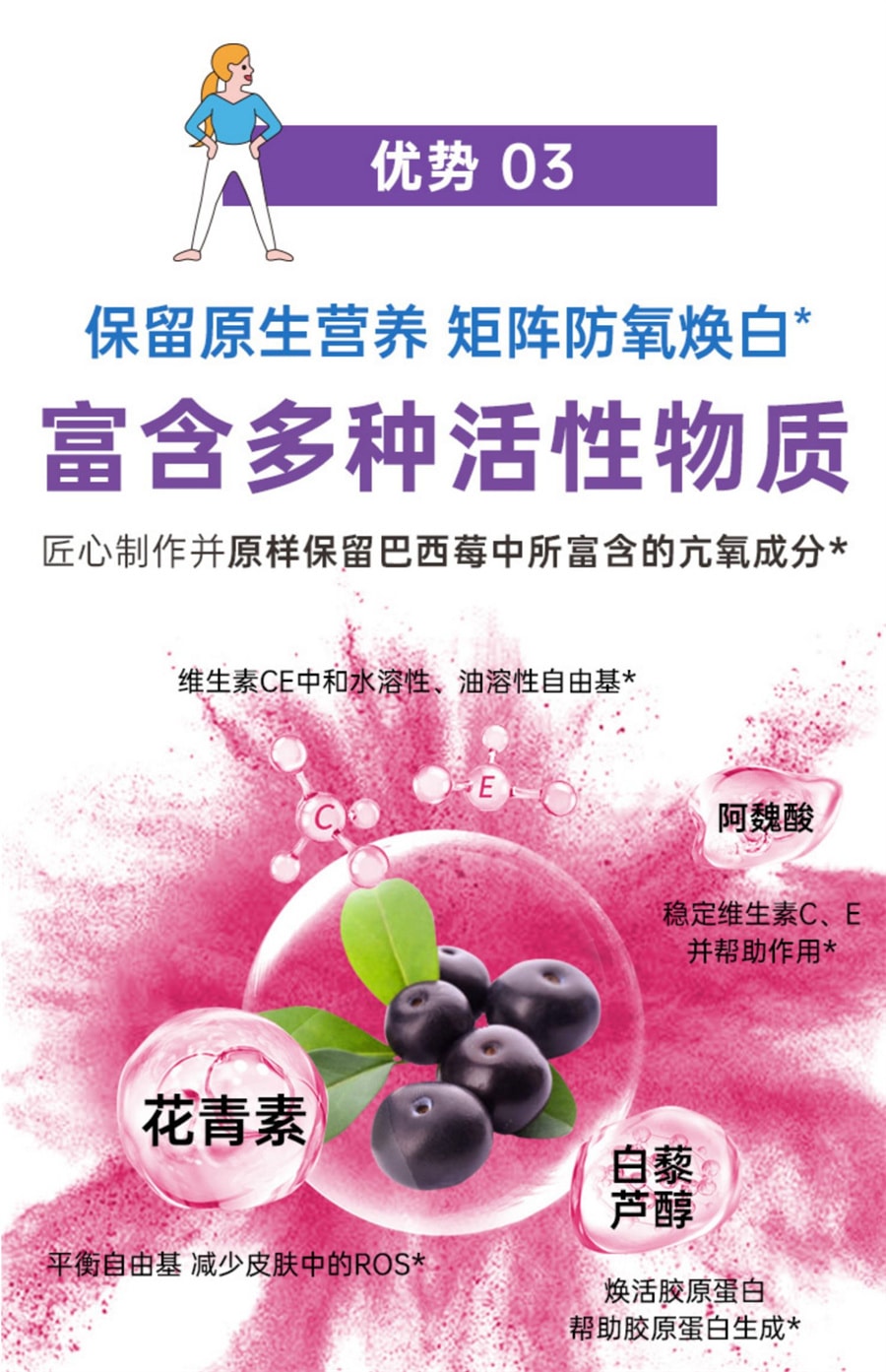 【中国直邮】自律农场   巴西莓粉果蔬纤维粉超级食物抗自由基氧化无蔗糖袋装冲饮粉   120g/袋