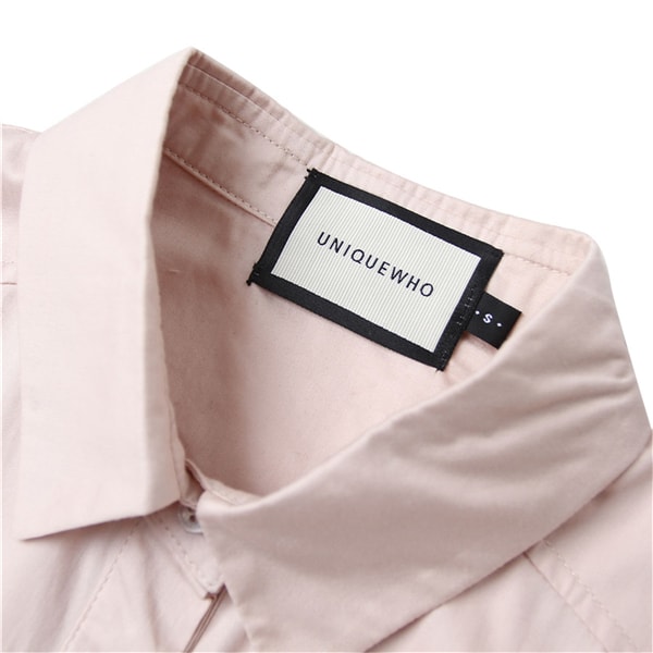 Women Elegant Long Pure Cotton Shirt Dress Pink M
