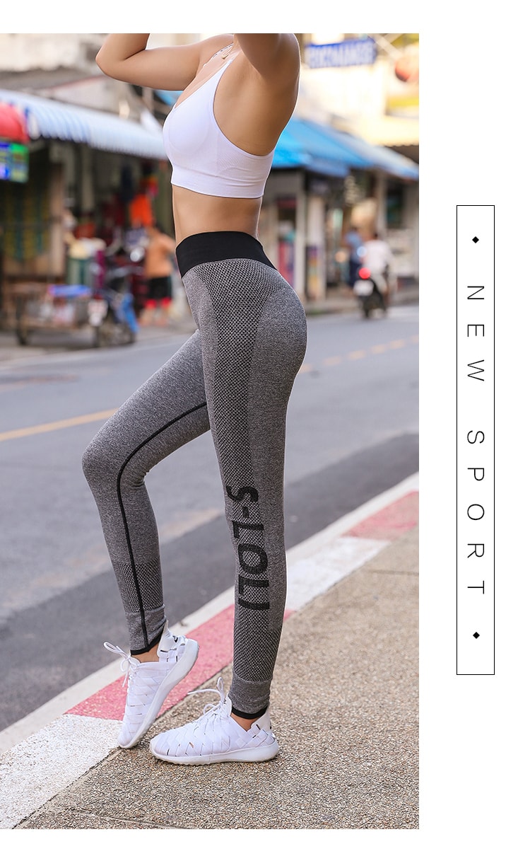 Sports  Elastic High Waist Pants For Running Yoga Fitness/Black#/S/M