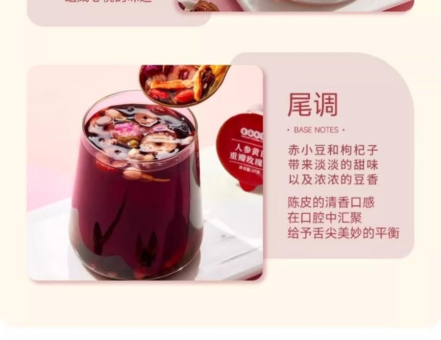 【中国直邮】 童涵春堂 人参黄芪重瓣玫瑰茶补气血茶(17g*15罐)*4盒
