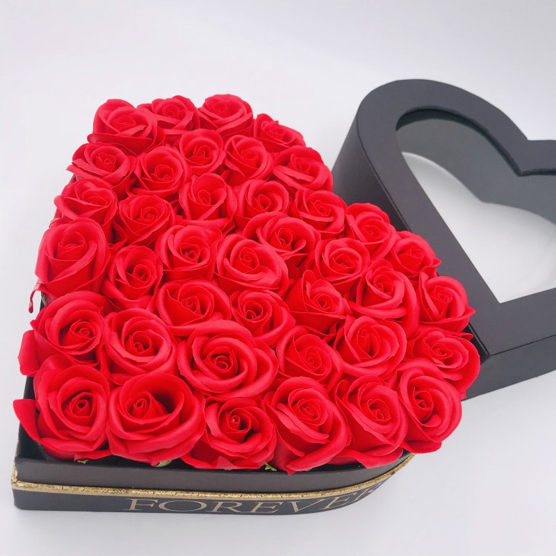 Red rose heart flower box(eternal flower custom products do not support returns! Mind your own business)