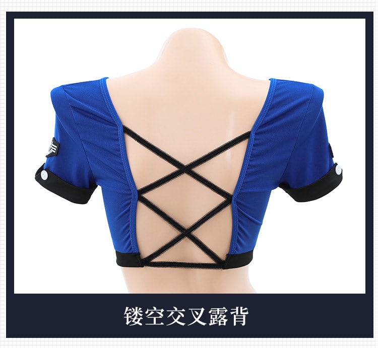 【中國直郵】霏慕 誘惑空姐鏤空裸背分體裝藍色情趣內衣成人性愛性感制服