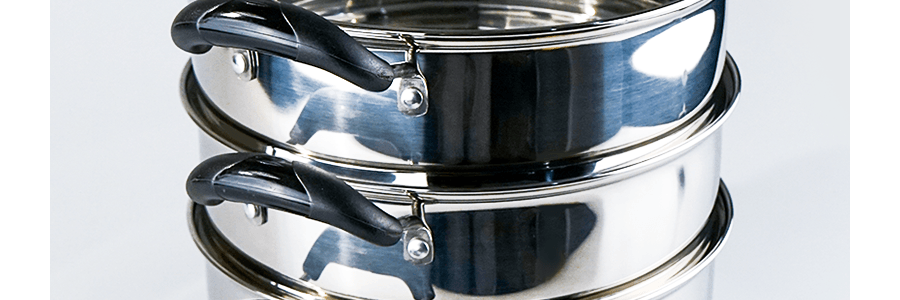 Concord 10 Stainless Steel 3 Tier Steamer Steaming Pot Cookware 24 cm (Induction compatible)