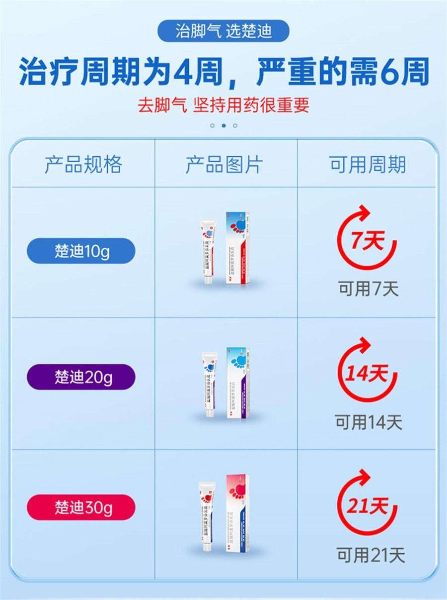 【中国直邮】 楚甲 盐酸阿莫罗芬乳膏 去脚气治脚气脱皮止痒杀菌 30g/支