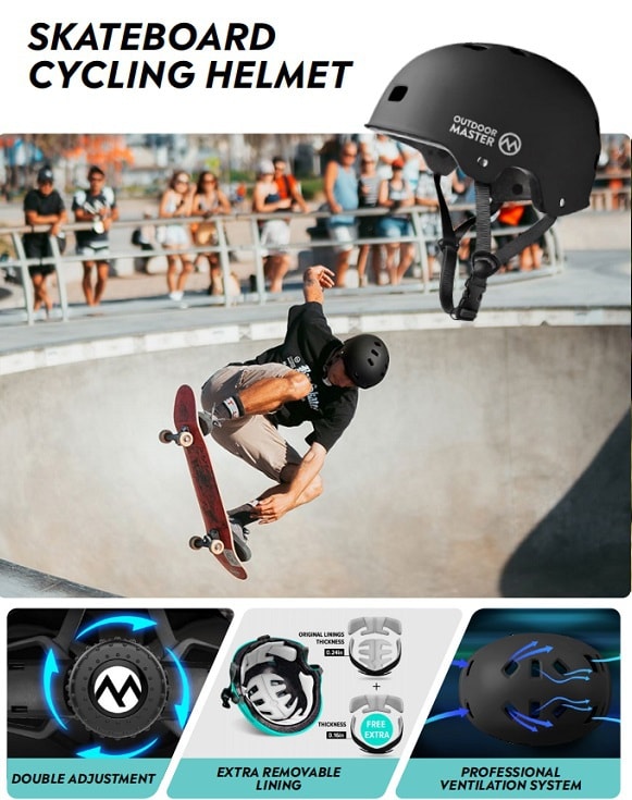 OutdoorMaster 成人滑板頭盔- M碼-藍色