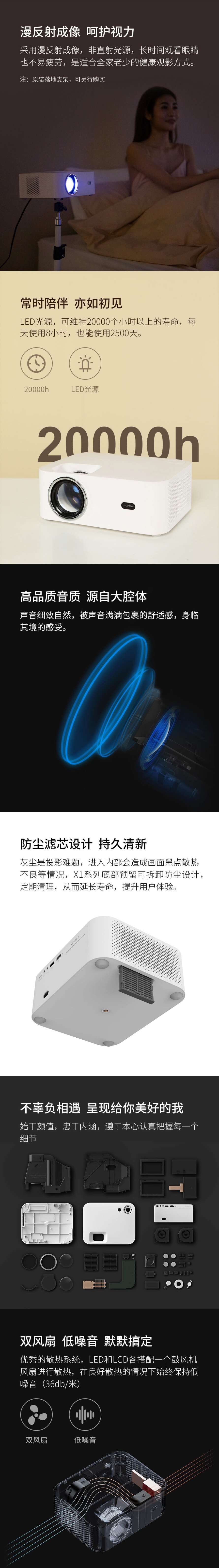 【中国直邮】小米有品 【2022新款】万播智能家用投影仪X1 Max