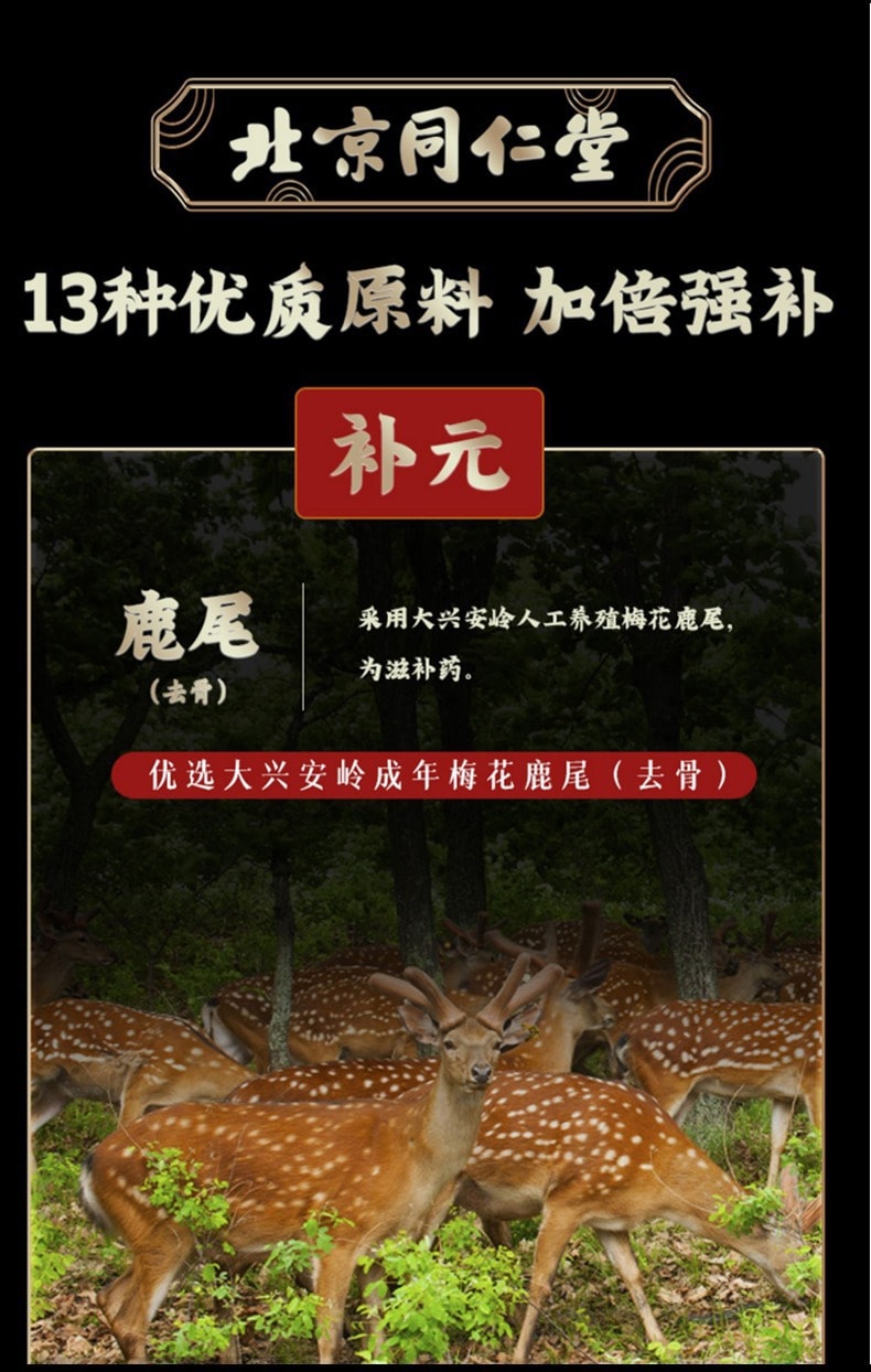 【中國直郵】北京同仁堂 補腎 強腎 人參鹿鞭丸 180g/盒