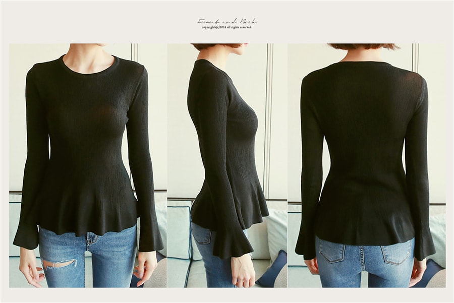 WINGS Bell Sleeve Flared Top #Black One Size(S-M)