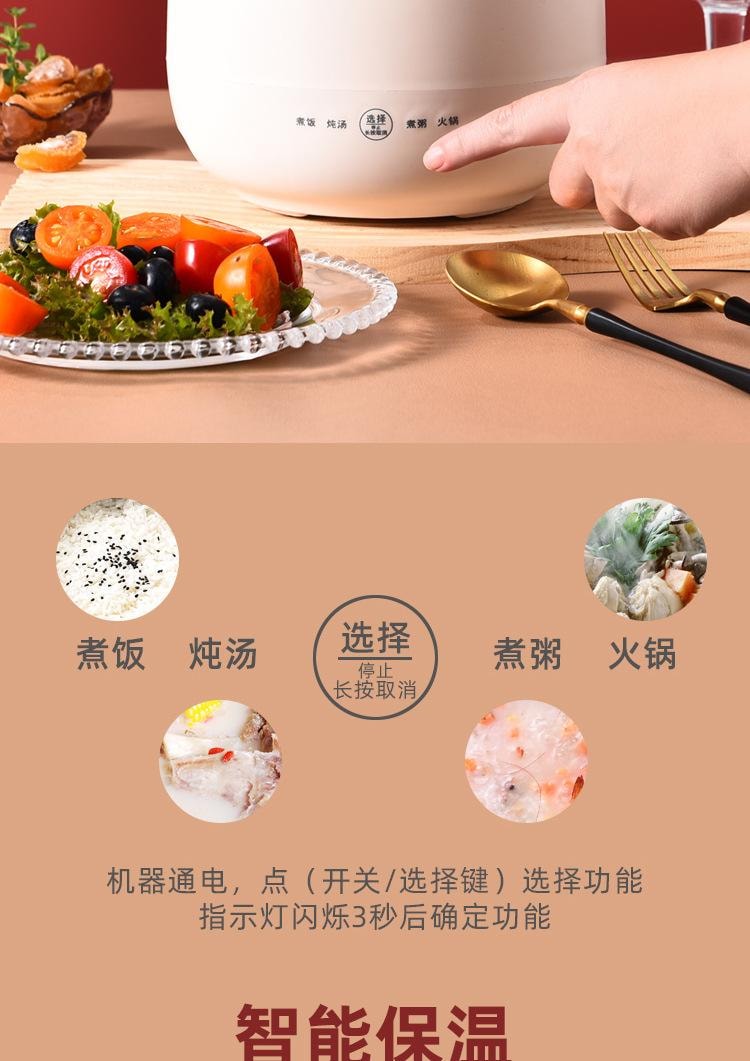 多蒙 宿舍单人智能煮饭锅陶瓷釉1-3人食电饭煲 1 把