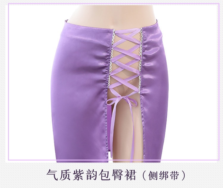 【中国直邮】霏慕 韵味熟女深V透视包臀裙情趣内衣性感露沟制服套装