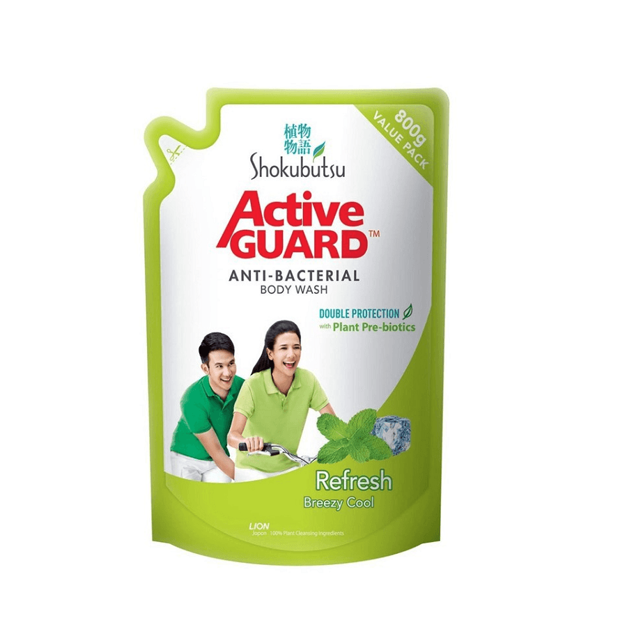 Active Guard Anti - Bacterial  Body Wash - Refresh Breezy Cool   ( Refill Pack )  800g