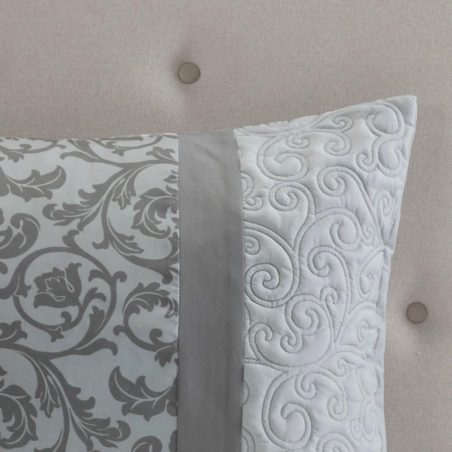 【美國直郵】 美國 hiorin 刺繡 8 件套被子套裝國王尺寸 灰色 1套 立體刺繡 拼接絎縫 細褶工藝