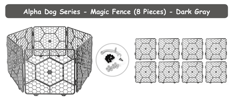 8-Panel Plastic Customizable Pet Playpen Exercise Fence Cage - (Dark Grey)