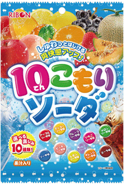 【日本直邮】日本Ribon 10种口味综合水果苏打糖 120g