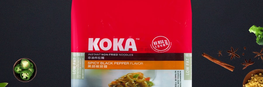 新加坡KOKA 黑胡椒撈麵 非油炸拉麵 4包入 340g