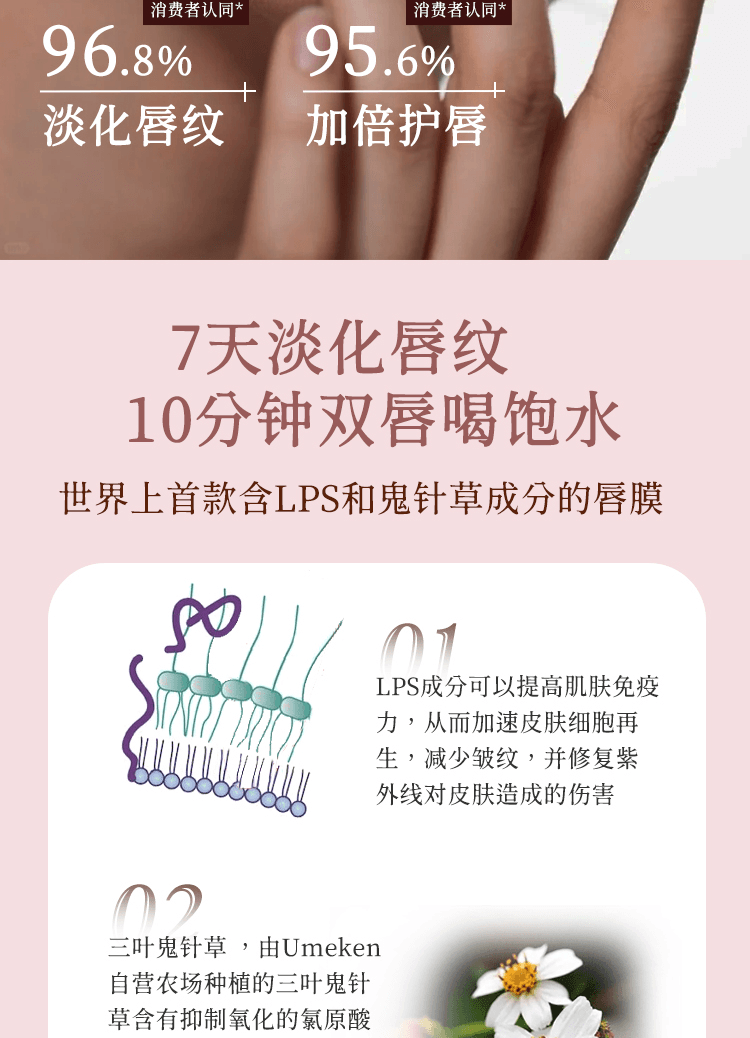 【日本產】UMEKEN L&B 润唇膜【夜间修护淡纹✨】【LPS专利成分🌙】【奶冻质地不黏腻】【打造嘟嘟恋爱唇💋】【🌿 添加植物精华+敏感唇也安心用】