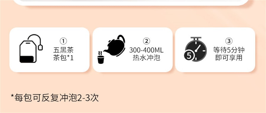 【中國直郵】杏林草堂 桑葚五黑茶黑芝麻黑豆黑桑葚黑枸杞茶養生茶包熬夜男女士 100g/袋