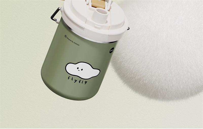 ZOWOKI 造物集 316不锈钢保温杯 女生 高颜值 大容量 吸管杯子 儿童 保温壶-联名款小萌 1个*|