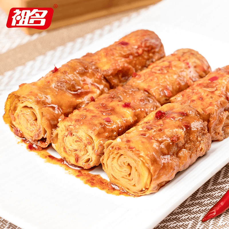 【中国直邮】 祖名 香逗卷豆腐干辣条手撕豆干夜宵小包豆皮爆汁零食小吃休闲食品香辣味120g*1包