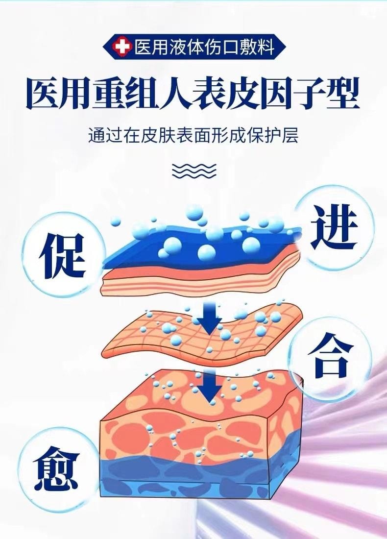 【中国直邮】 法兰度 医用重组人表皮因子型液体伤口敷料喷雾型 用于烧烫皮肤割伤擦伤外伤疤痕修复 15ml/盒