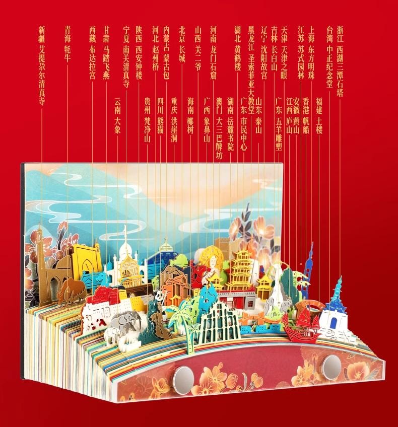 中国直邮】 万比邻精选纸志锦绣中华日历2025年新款纸雕台历34省份景观