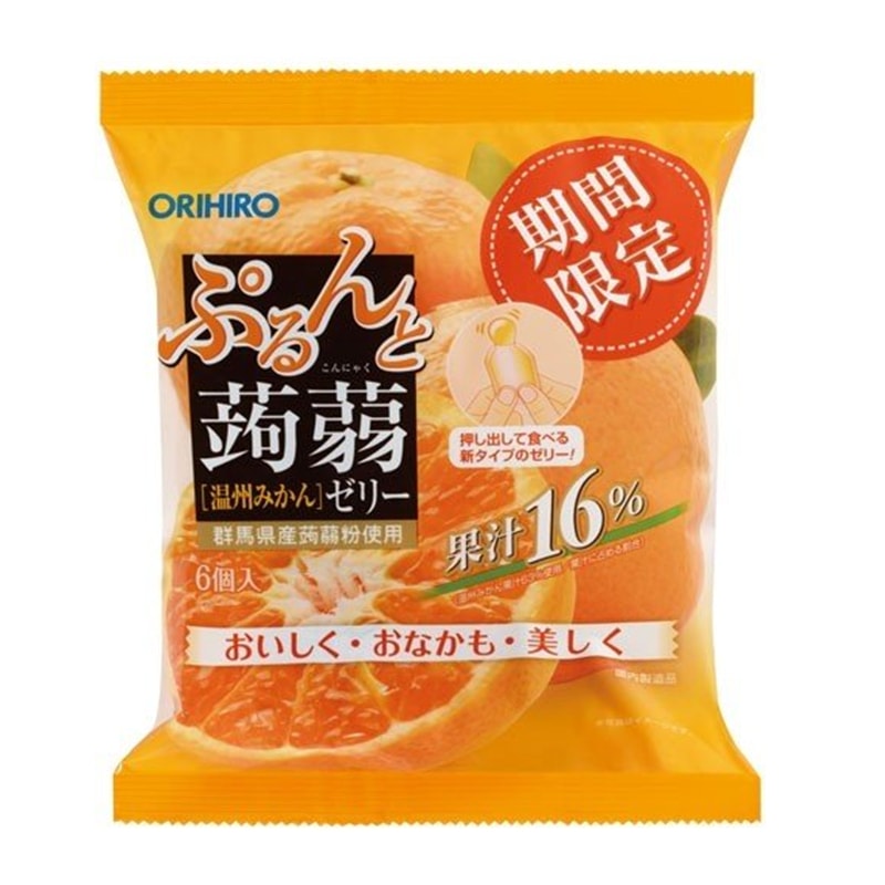 【日本直邮】DHL直邮3-5天到 日本ORIHIRO 低卡蒟蒻果冻 橘子味 6枚装