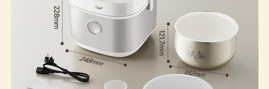 【亚米独家】BEAR小熊 铁釜电饭煲3L  防溢易清洁 微压烹饪 0 氟健康不粘煮饭锅 RC-5L30A19