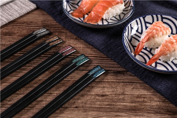 Japanese Style Alloy Chopsticks Set Dandelion Pattern Chopsticks 5 Pairs / Set