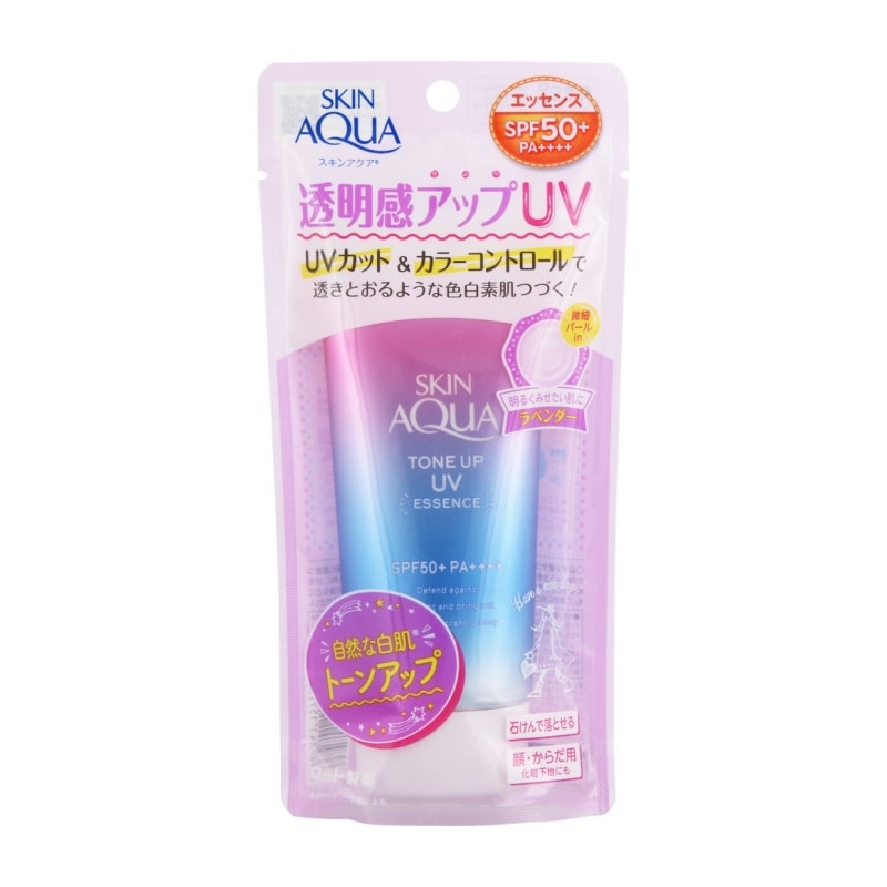 日本 樂敦ROHTO SKIN AQUA 彩虹水感提亮精華隔離防曬霜 SPF50+ PA++++ 薰衣草色 80g