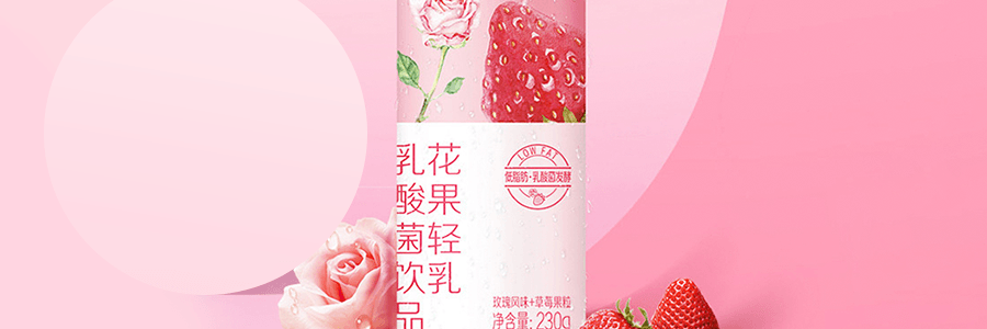 蒙牛 真果粒 花果轻乳 乳酸菌饮品 玫瑰草莓味 230g